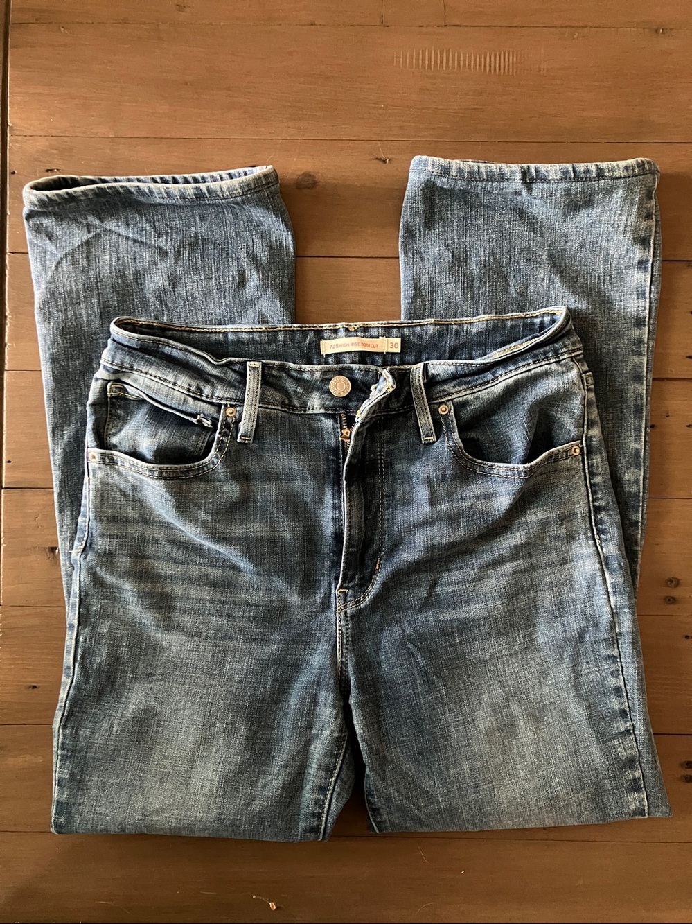 Levi's Blue Denim Jeans 725 High Rise Bootcut 30 - Picture 1 of 9
